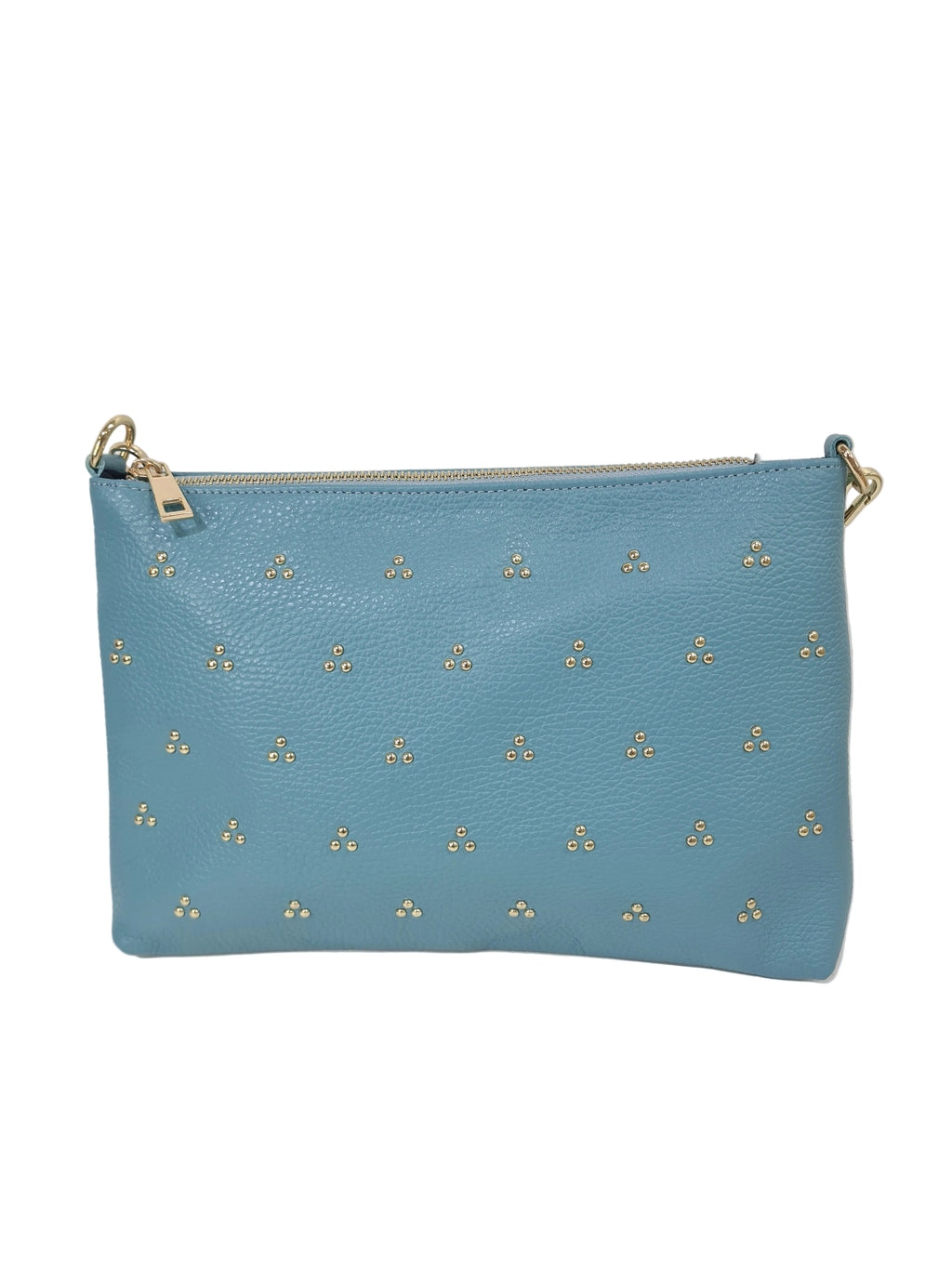 Bolso bandolera de piel con tachuelas doradas