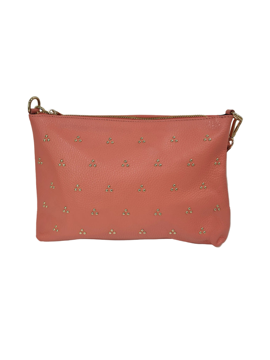 Bolso bandolera de piel con tachuelas doradas